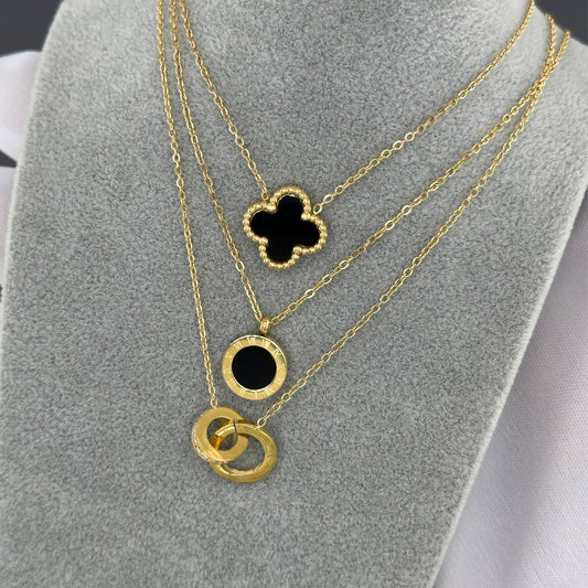 18K Goldplattierte Edelstahl Halskette mit Römischen Nummern und Kubischen Zirconia-Steinen