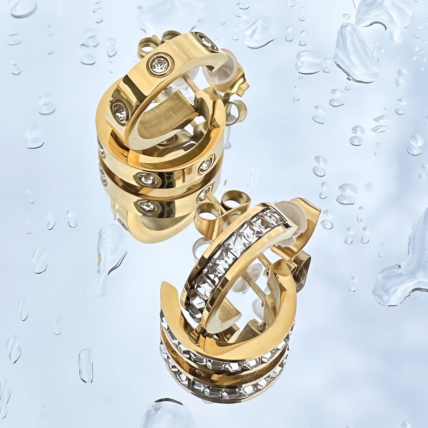18K Goldplattierte Edelstahl Ohrstecker mit Zirkonias
