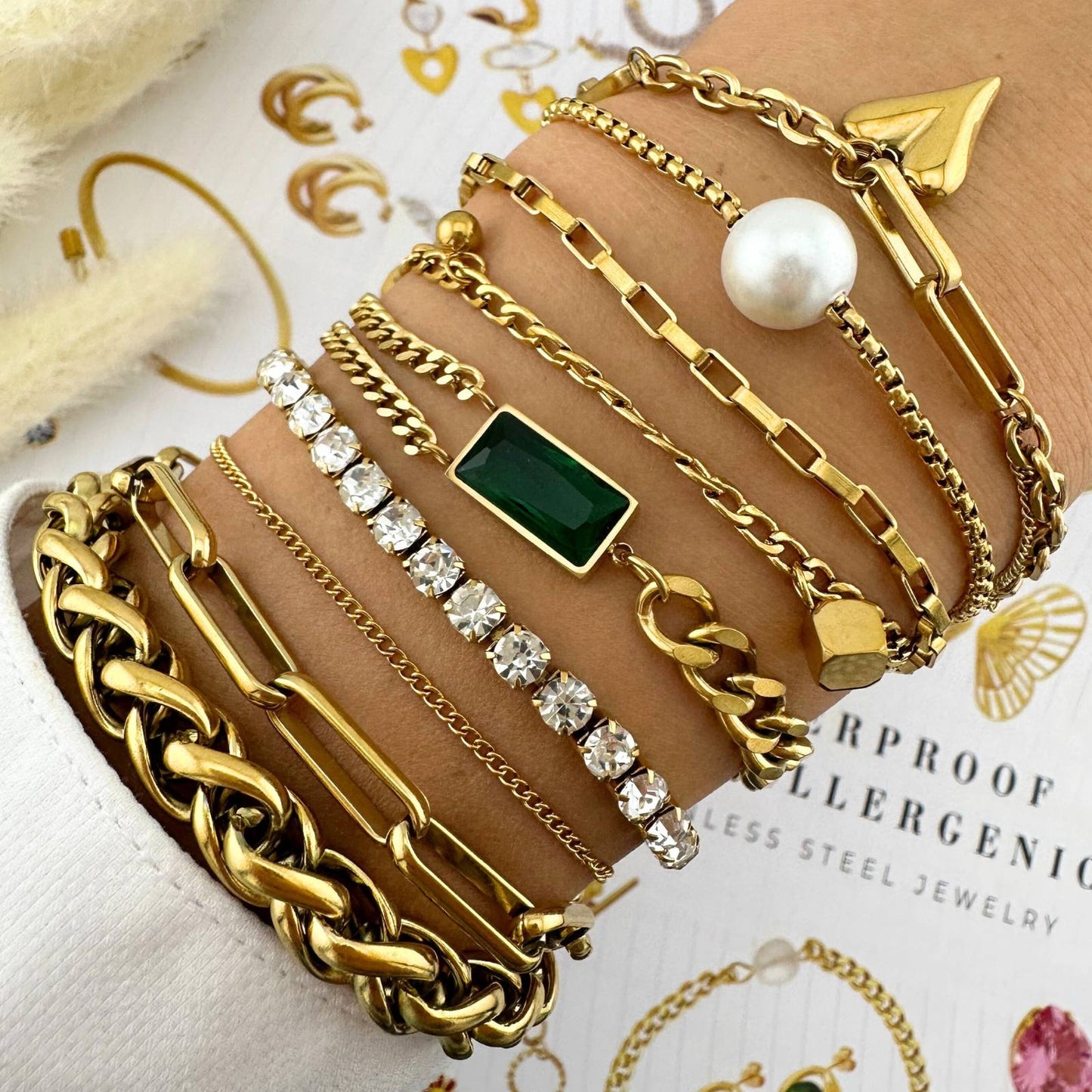 Goldenes Tennisarmband mit Zirkonia – Wasserfest, Hypoallergen & Verstellbar (16 + 5 cm)