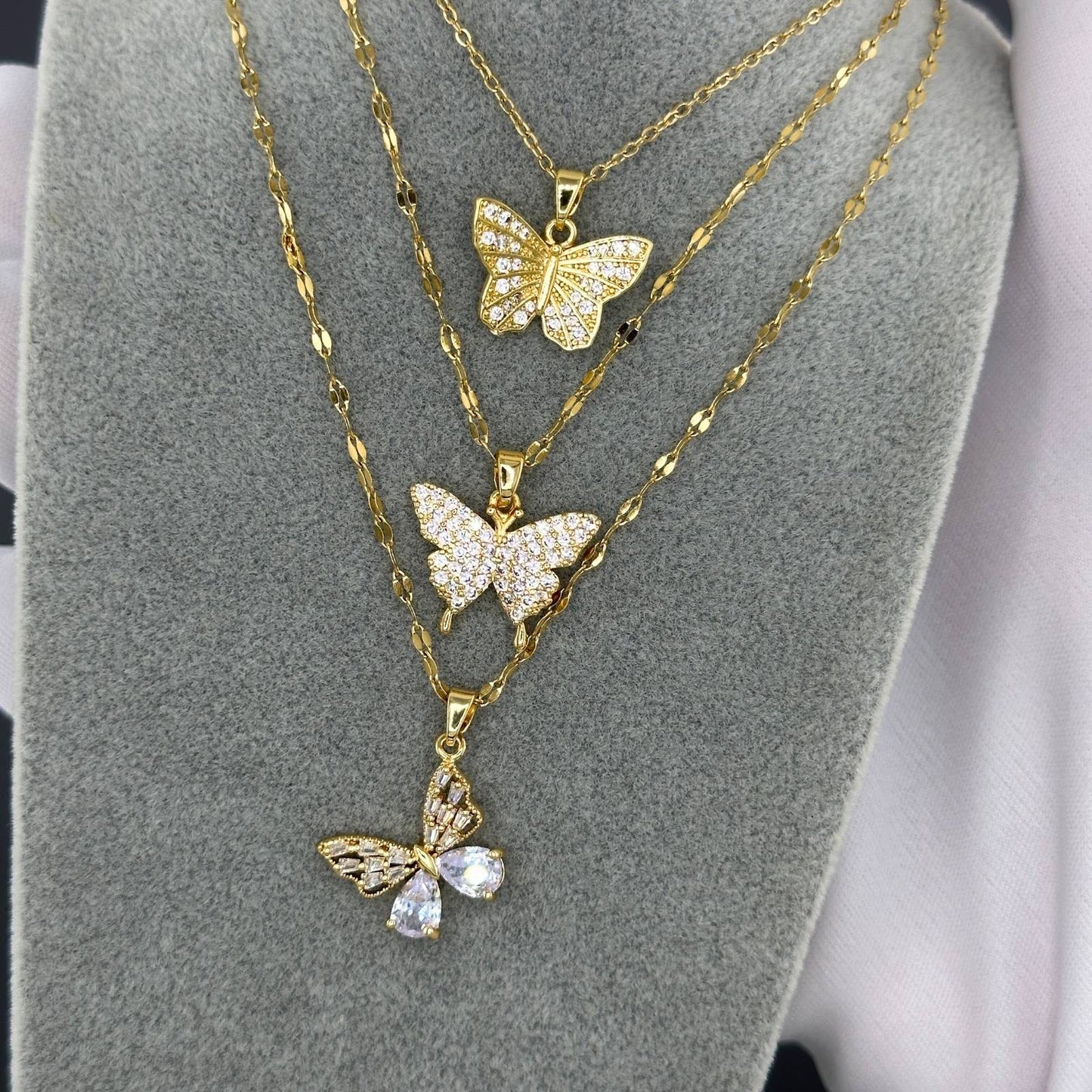 Schmetterling Halskette – Edelstahl, 18 Karat vergoldet