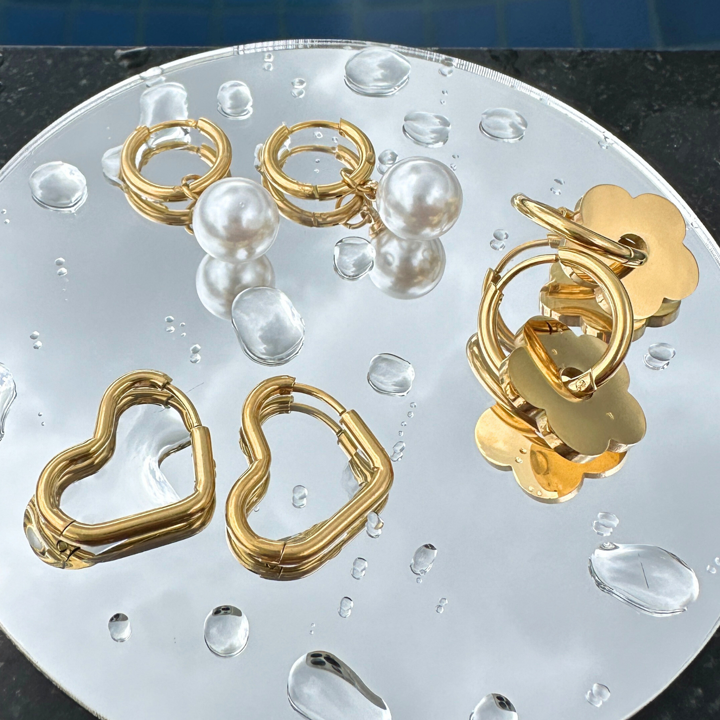 18K gold-plated stainless steel Congo earrings with imitation pearl