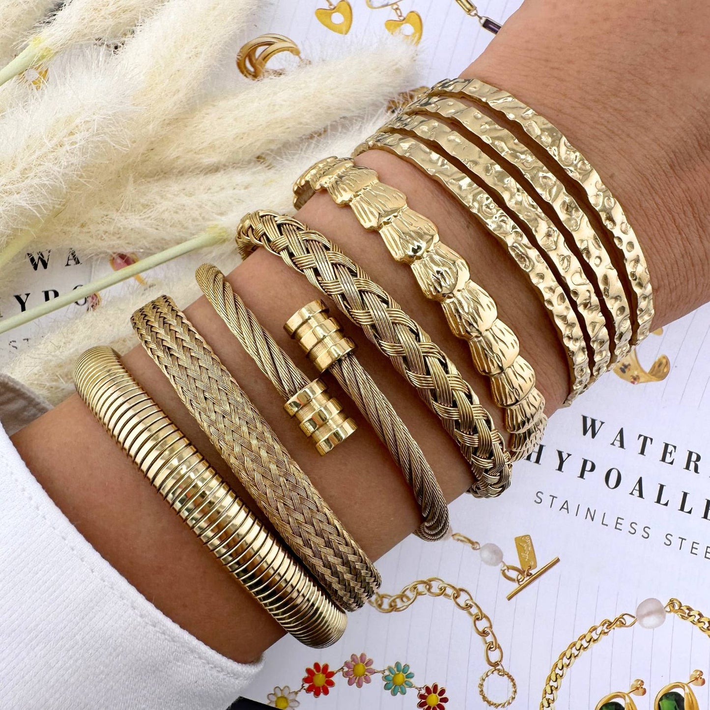 18K Goldplattierte Edelstahlarmband im Minimalistischen Luxuriöses Offenen Design