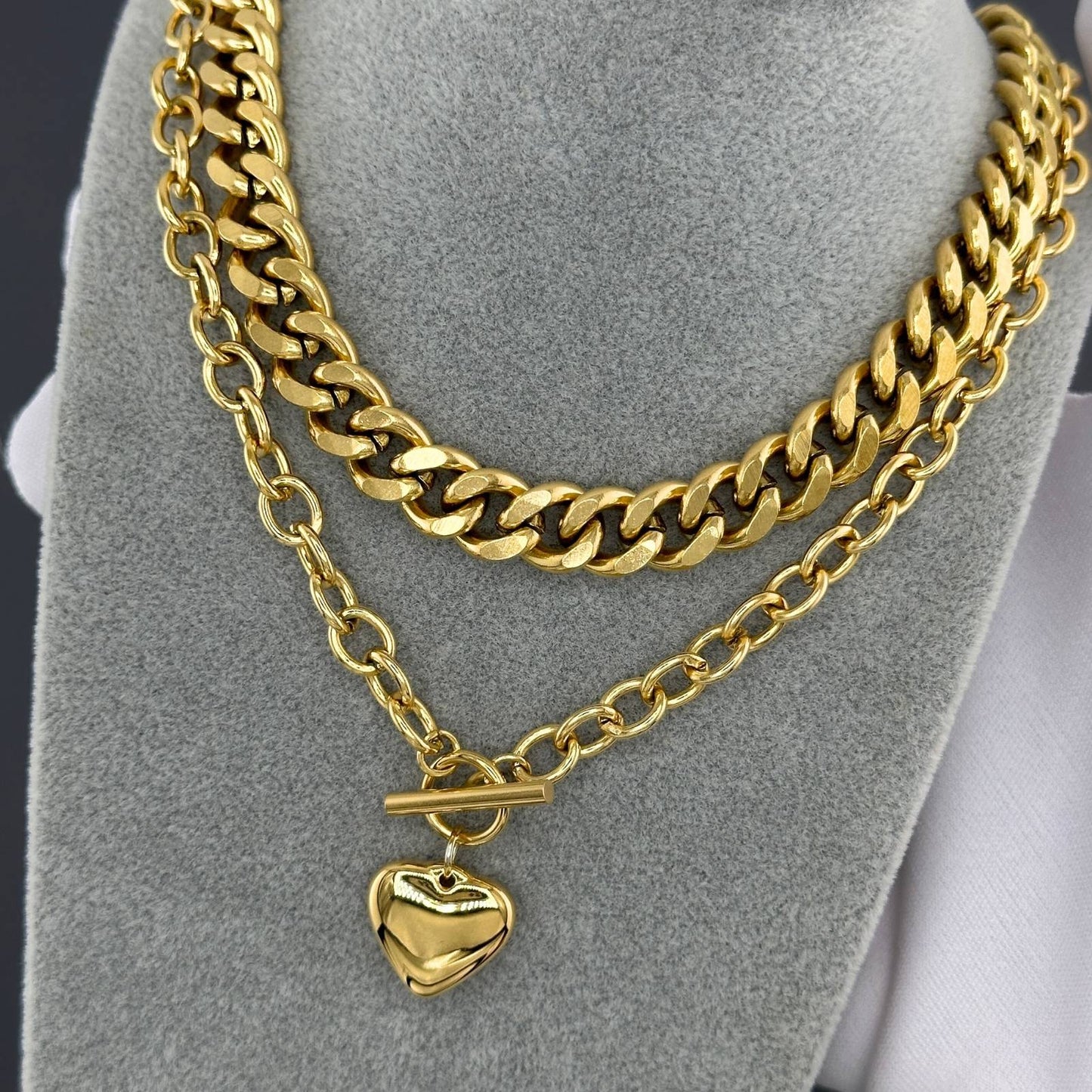 18K Goldplattierte Edelstahl Herz Halskette