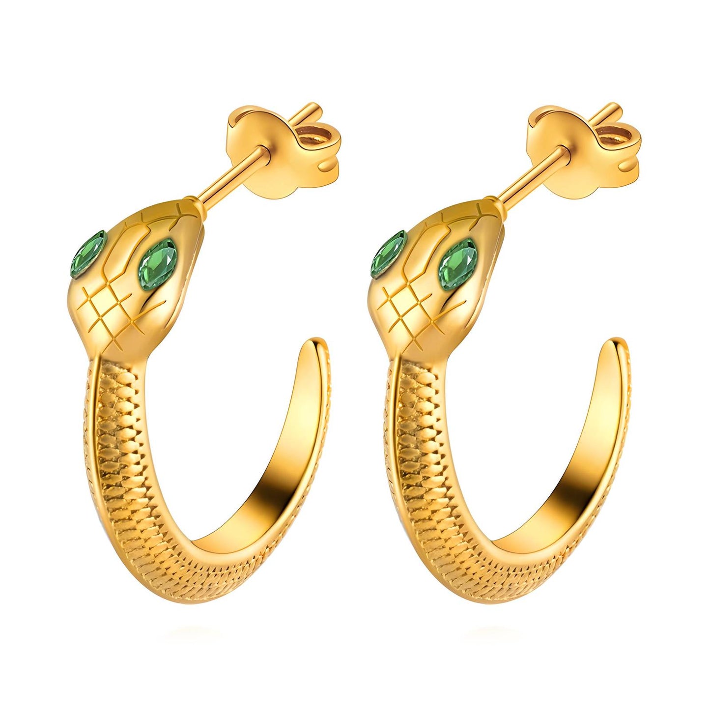 18K Goldplattierte Edelstahl Schlange Ohrstecker mit Zirkonias