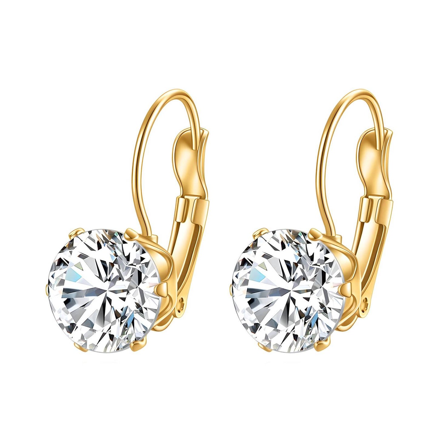 Goldfarbene Ohrringe mit Zirkonia – 18 Karat vergoldeter Edelstahl, hypoallergen und wasserfest (2 x 1,1 cm)