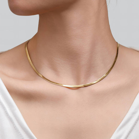 18K Gold Plated Stainless Steel Snake Skin Necklace