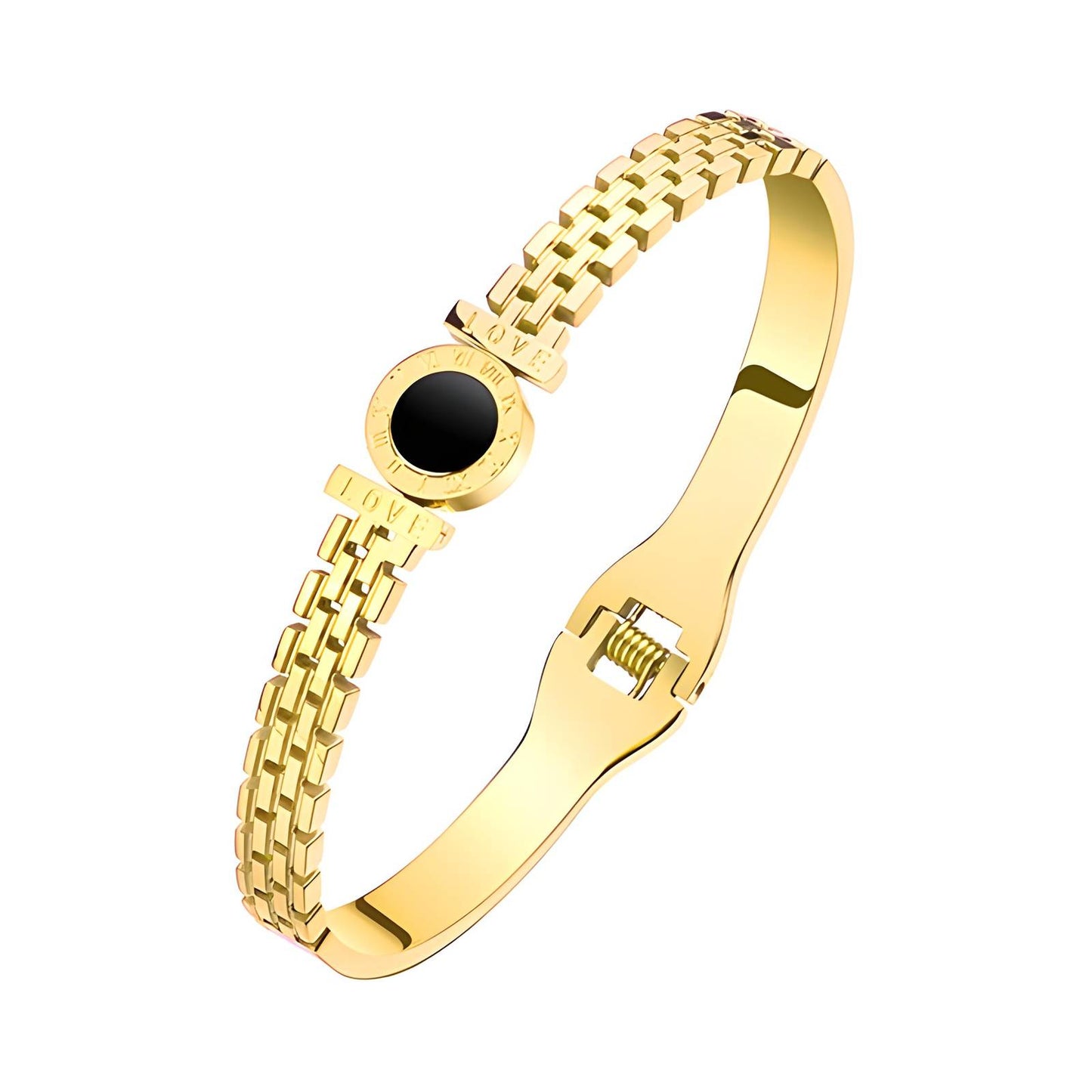 18K Goldplattiertes Edelstahl-Armband mit Zirkonia-Steinen – Eleganz im Blüten-Design