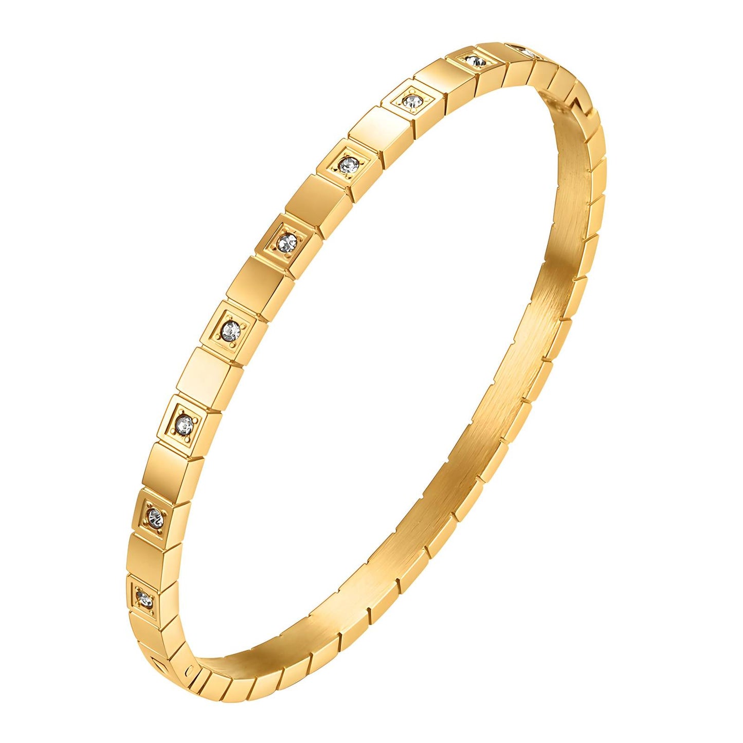 18K Goldplattiertes Edelstahlarmband mit Zirkonia-Steinen
