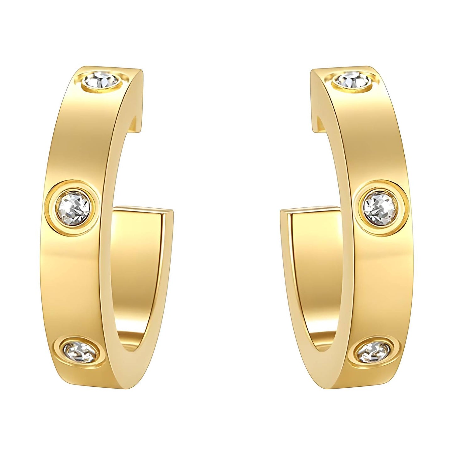 18K Goldplattierte Edelstahl Ohrstecker mit Zirkonias