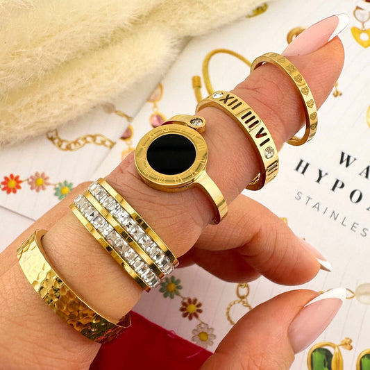 18K Gold Plattierter Edelstahl Finger Ring mit Cubic Zirconia