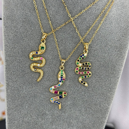 18K Gold Plated Stainless Steel Snake Necklace