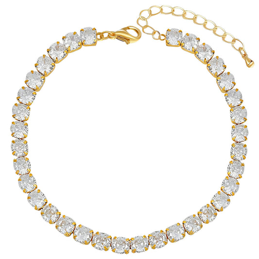 Goldenes Tennisarmband mit Zirkonia – Wasserfest, Hypoallergen & Verstellbar (16 + 5 cm)