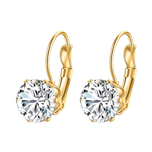 Goldfarbene Ohrringe mit Zirkonia – 18 Karat vergoldeter Edelstahl, hypoallergen und wasserfest (2 x 1,1 cm)