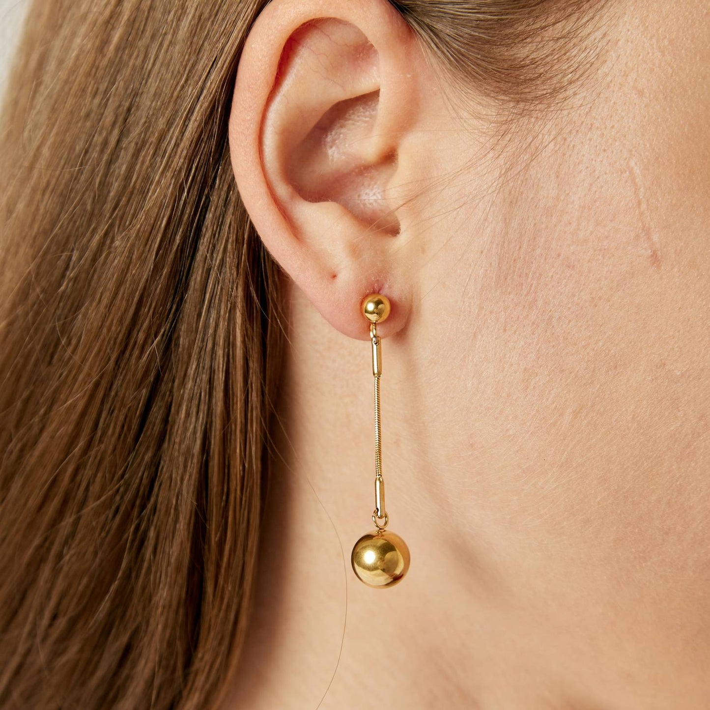 18K Goldplattierte Edelstahl Ohrringe mit Minimalistischem Design