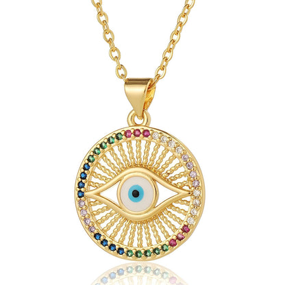 Evil Eye Anhänger, Bunte Zirkonia Steine, 18K Vergoldung, Edelstahl, Hypoallergen, Wasserdicht, Langlebig, Schutzsymbol